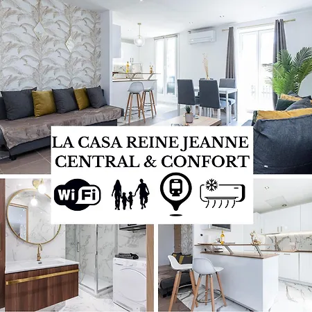 Casa Reine Jeanne- Ideal Groups & Family -central Near Train Station - Parking - New&confort-ac شقة نيس